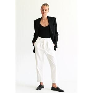 DSQUARED2 Women's Paperbag Ankle Pants White Minimalist Size 50 US 12